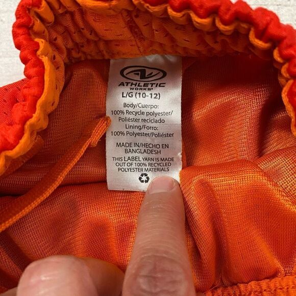 Athletic works youth boys L 10-12 orange athletic shorts w/pockets - Picture 4 of 5